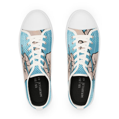 Zara Thunderstrike bold blue low top pop art sneakers with pastel pink pinstripes by Dazzling Dreams Studio, showcasing vibrant design and luxury comfort.