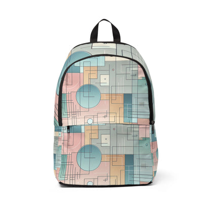 Luxury Abstract Geometric Backpack by Dazzling Dreams Studio in delightful pastel colours, showcasing stylish design and practicality for modern travel.