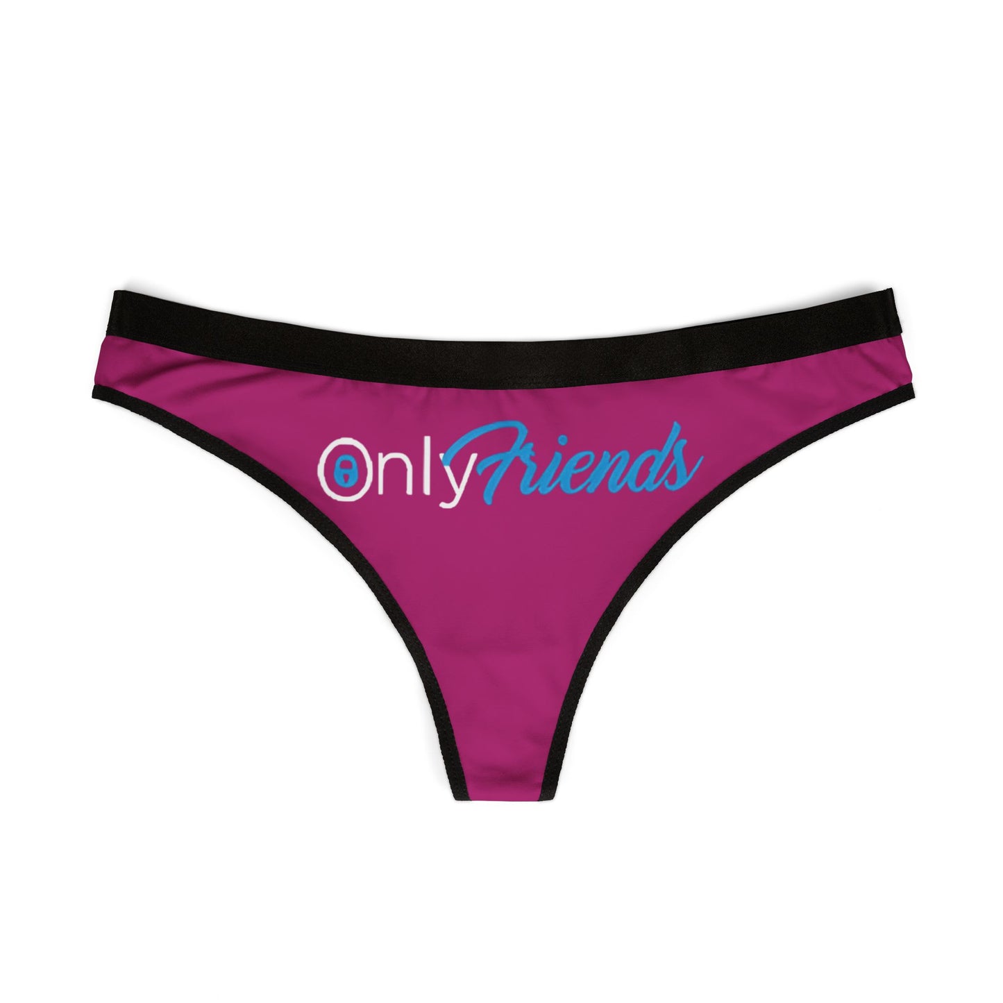 CHEEKY SEXY WOMENS THONG PANTIES "ONLY FRIENDS" LOGO DESIGN FOR PLAYFUL STYLE