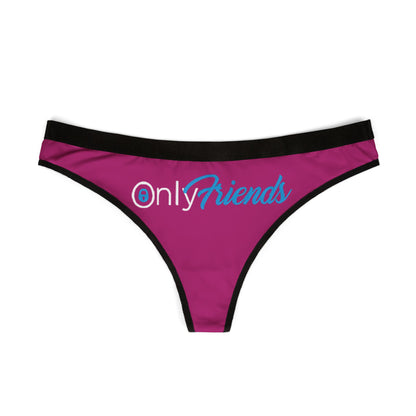 Chic OnlyFriends thong in rich purple, adorned with the iconic logo for a sophisticated yet fun addition to lingerie.