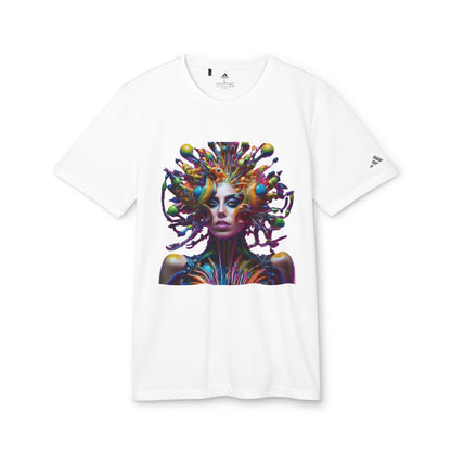 Adidas Unisex Halloween Lady of Pop T-shirt in white, featuring an eye-catching graphic, perfect for elevating your seasonal wardrobe with chic flair.