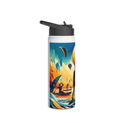 Fantasy Paddleboarding Stainless Steel Water Bottle adorned with captivating paddleboarding imagery, designed for outdoor enthusiasts.
