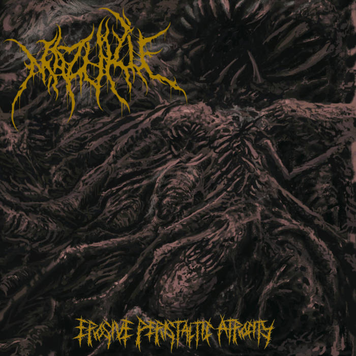 Mazuku - Erosive Peristaltic Atrocity CD front cover art, an official release by Rancid Offal Records, showcasing the unique aesthetics of Death Metal music.