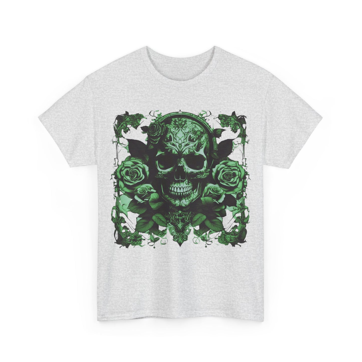 Skulls and Roses Cotton Tee, Unisex Graphic Shirt, 7 color choice