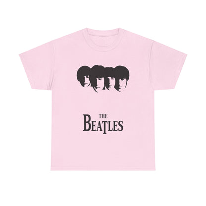 Vintage Beatles Logo Graphic Tee in soft pink displaying The Beatles iconic imagery, made from premium cotton for an elevated casual look.