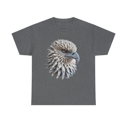 Eagle Vision Unisex Cotton Graphic Tee featuring a luxurious nature-inspired eagle head design on a dark grey background, exemplifying artistry and comfort.