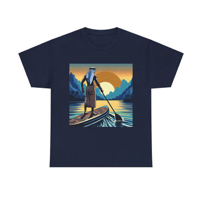 Elegant display of the Delightful Paddle Board T-Shirt from Dazzling Dreams Studio, featuring a captivating paddleboarding scene that reflects a love for the outdoors.
