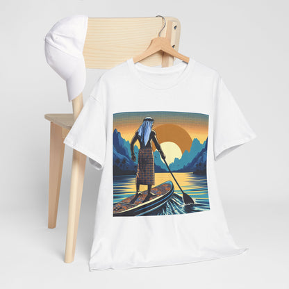 Delightful Paddle Board T-Shirt by Dazzling Dreams Studio showcasing a vibrant paddleboarding design, capturing the essence of serene water adventures.