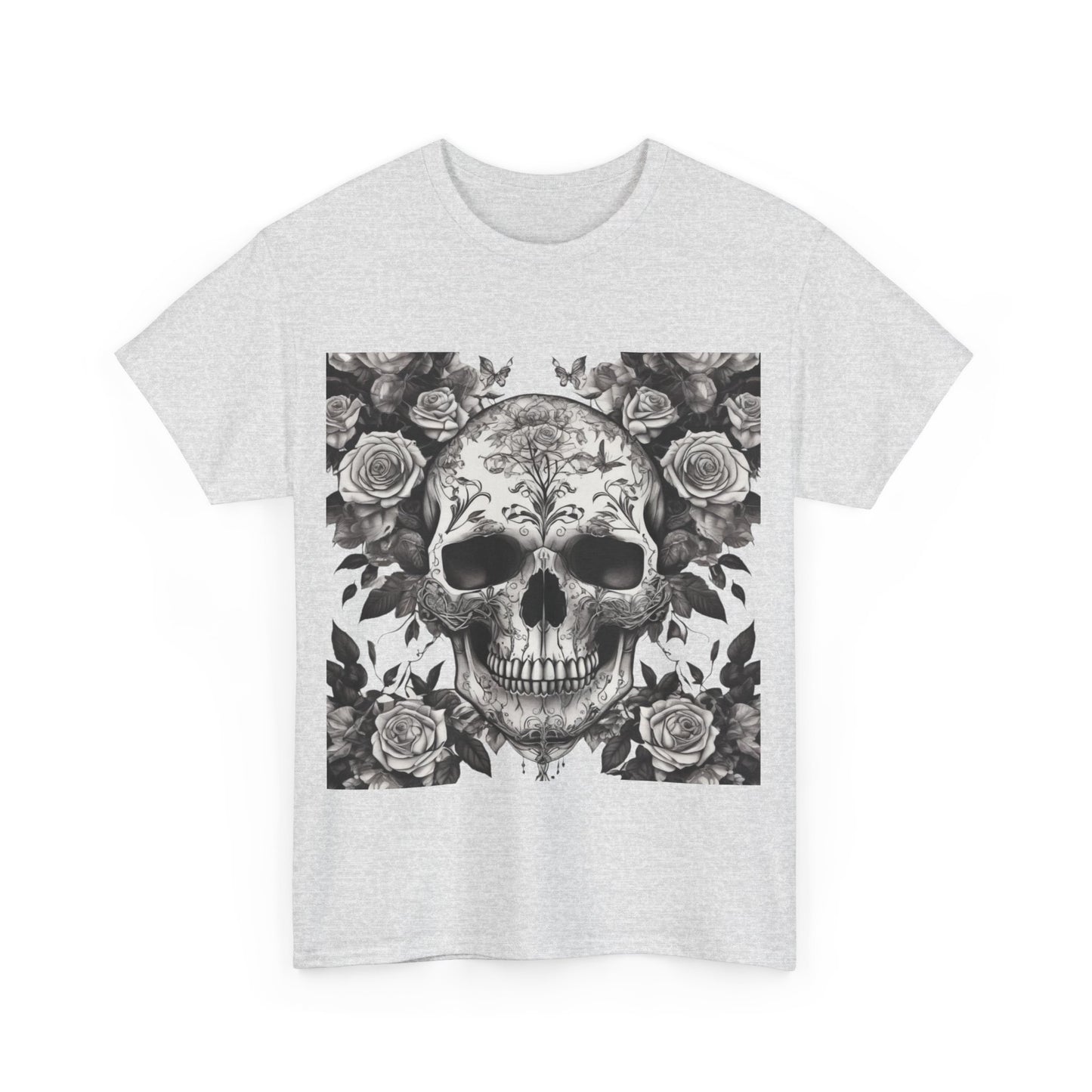 Skulls and Roses Cotton Tee, Unisex Graphic Shirt,