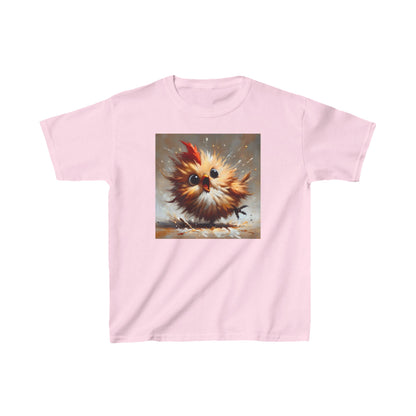Child's Unisex Cartoon Bird Graphic Cotton Tee in elegant soft pink, showcasing a charming bird graphic, perfect for artistic little ones.