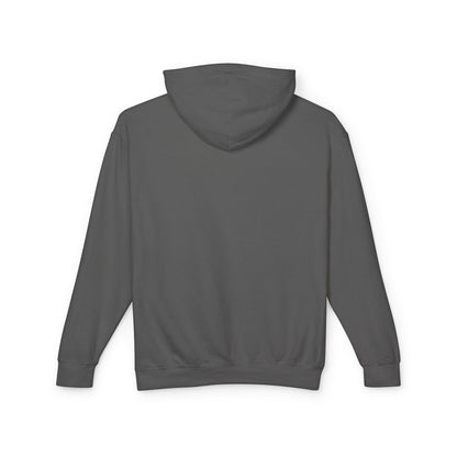 Unisex Lightweight Hooded Sweatshirt in dark grey, showcasing a sleek silhouette perfect for luxury casual wear.