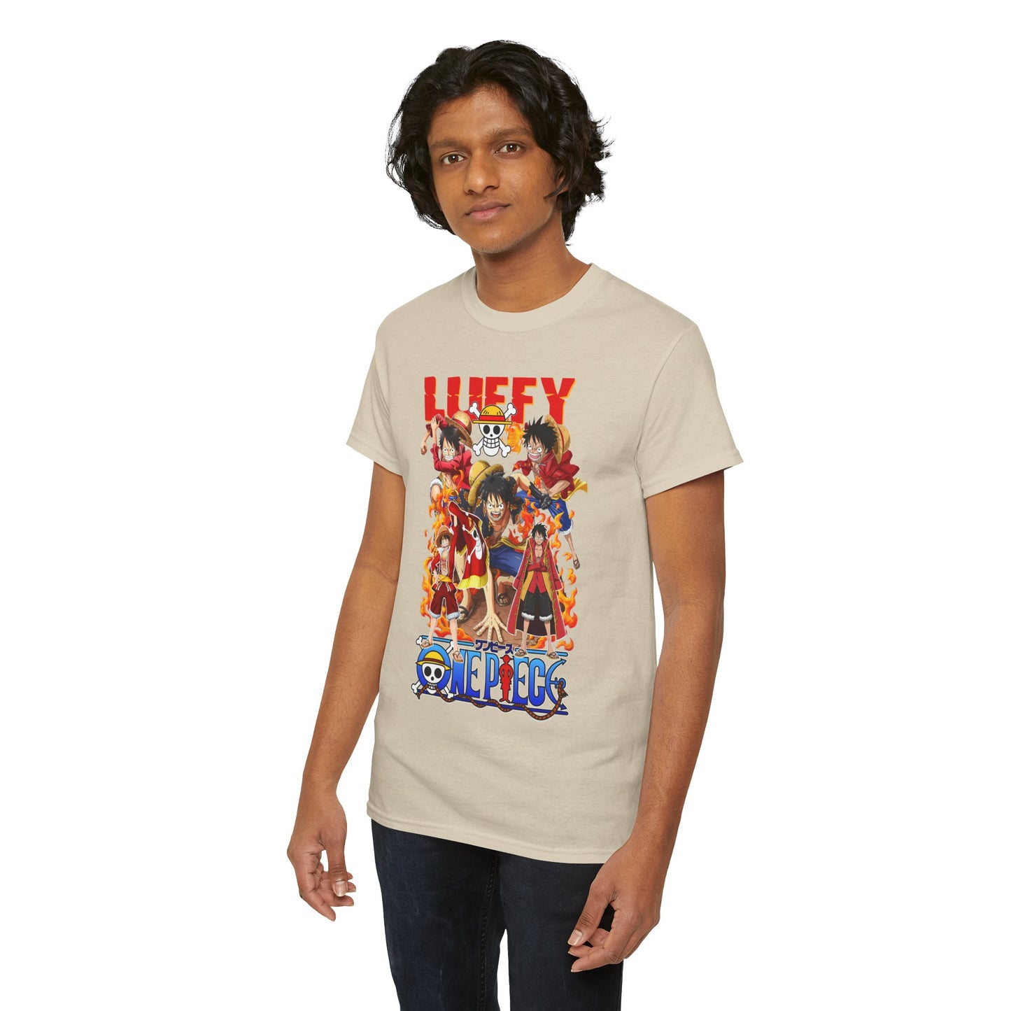 Stylish male model showcasing a premium graphic tee with vivid illustrations, ideal for casual outings or events.