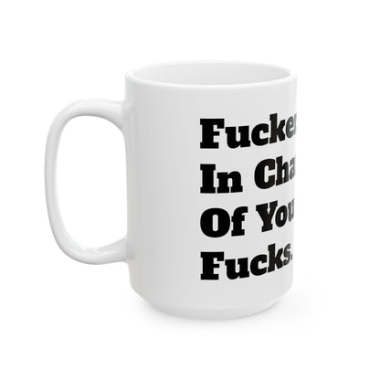 Dishwasher safe Inappropriate Slogan Ceramic Mug, a funny addition to any office desk for those who embrace adult humour.