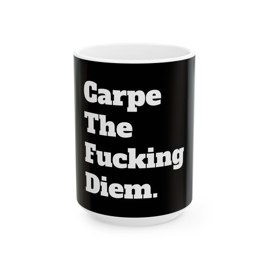 Inappropriate Slogan Ceramic Mug featuring a funny quote, perfect for office pranks and adult humour.