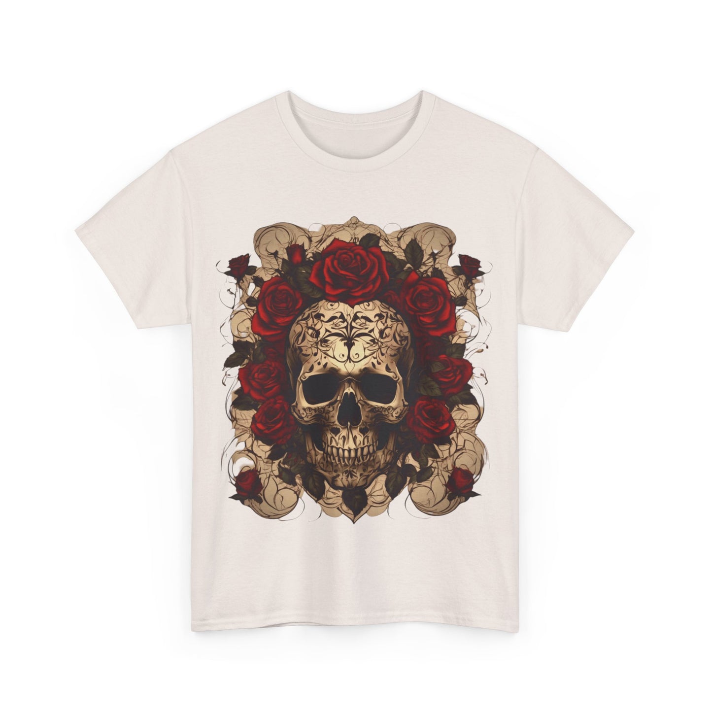 Skulls and Roses Cotton Tee, Unisex Graphic Shirt,