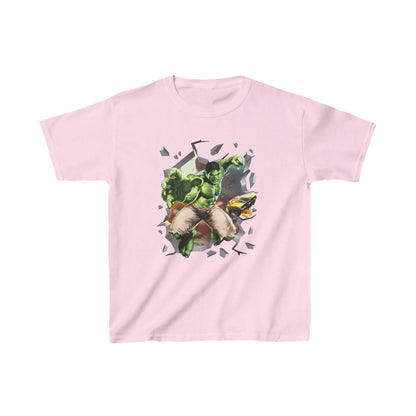 Unisex Kids Hulk Graphic T-Shirt - Stylish pink cotton tee with eye-catching Hulk artwork, perfect for fashion-forward young enthusiasts.