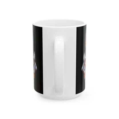 Side view of the Artistic Floral Stormtrooper Mug, emphasizing its sophisticated design and luxurious finish, perfect for a stylish coffee break.