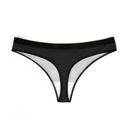 Stylish women's black thong showcasing a sleek design, featuring clear details for a minimalist yet alluring lingerie choice.