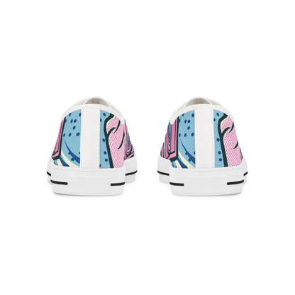 Lana Boltstrike Lowtop Sneakers by Printify displayed elegantly, emphasizing their artistic design and stylish comfort for fashion-forward individuals.