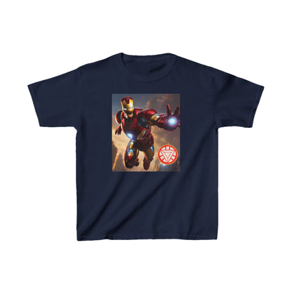 Kids Iron Man Heavy Duty T-Shirt featuring a vibrant Hulk graphic in navy blue, available in 16 stunning colours.