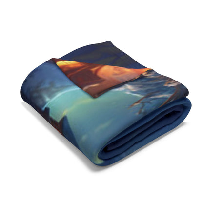 Close-up of the Decorative and Warm Christmas Arctic Fleece Blanket folded neatly, displaying its rich colours and soft texture ideal for luxury winter comfort.