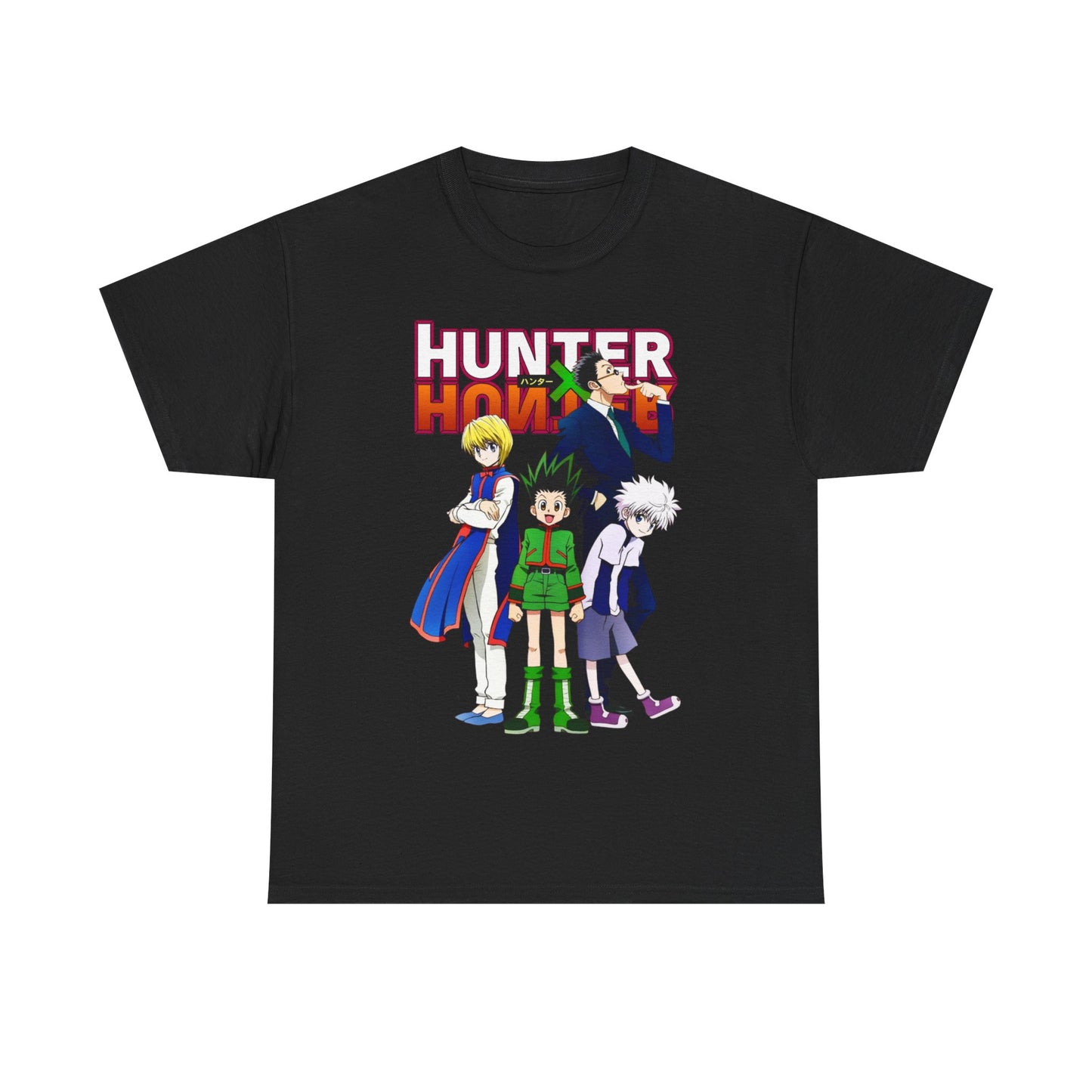 Chic Hunter x Hunter Elite T-Shirt in black, featuring vivid imagery of renowned characters Gon and Killua, crafted for fashionable anime lovers.