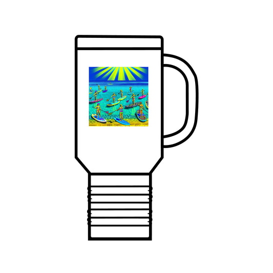 Fantasy Paddleboarding Insulated Travel Mug - A stunning 40oz stainless steel travel mug featuring colourful paddleboarding artwork, ideal for stylish adventures.