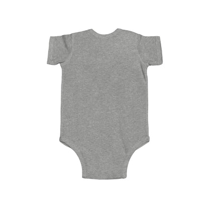 Sophisticated back view of the Cute Lion Bodysuit, featuring soft grey fabric, perfect for stylish infants.
