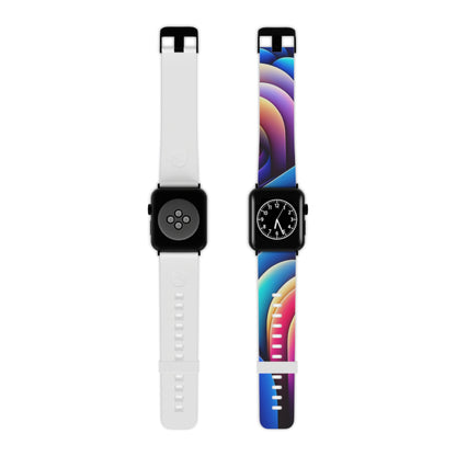 Elegant presentation of the DesignVistaCastle Neon Apple Watch Band by Dazzling Dreams Studio, embodying luxury and artistic flair