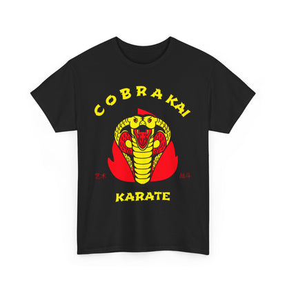 Premium unisex black T-shirt adorned with the striking Cobra Kai logo, combining sophistication with a touch of playful humour.