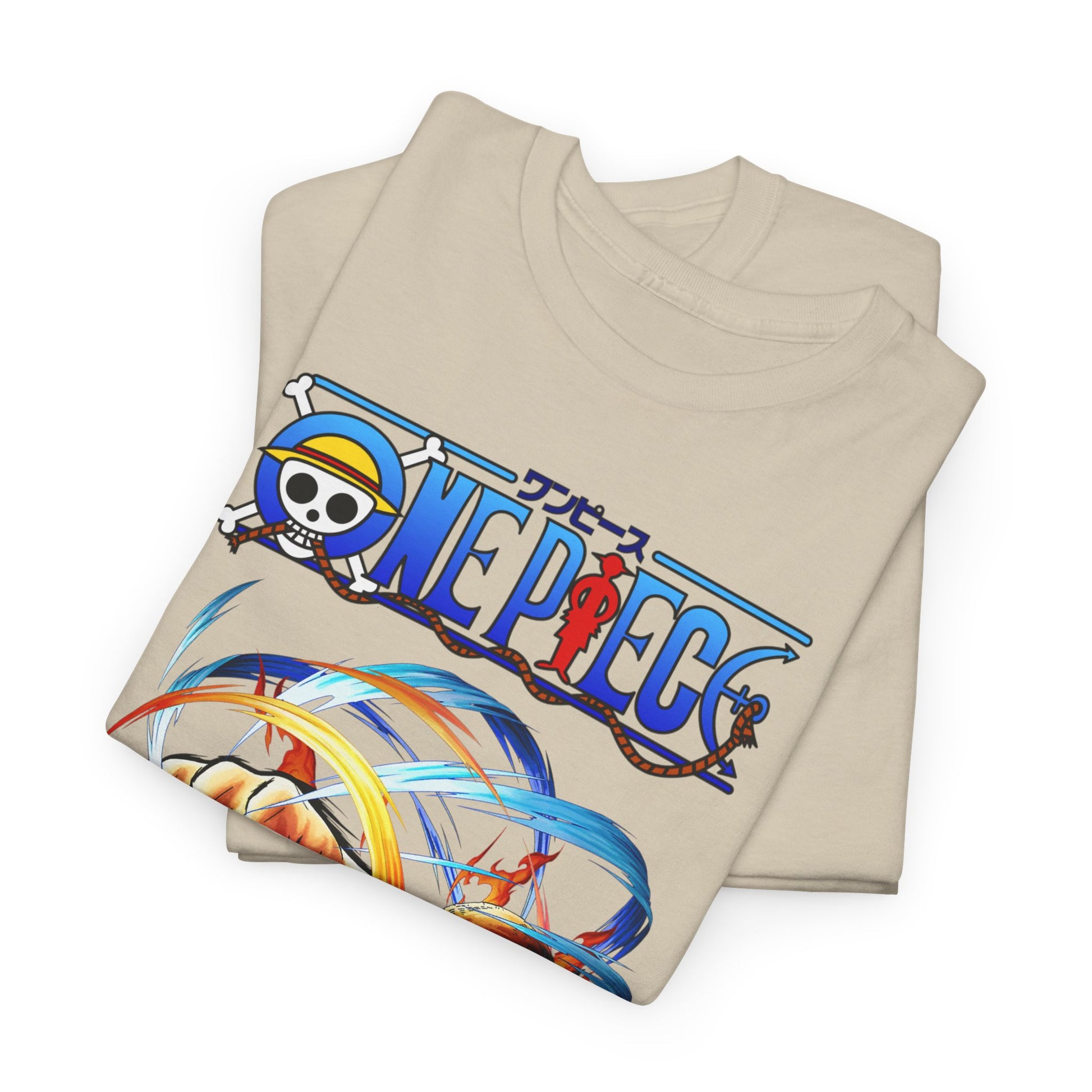 Folded luxury beige men's graphic t-shirt featuring a stylish illustration, perfect for making a bold statement while offering a soft, premium feel.