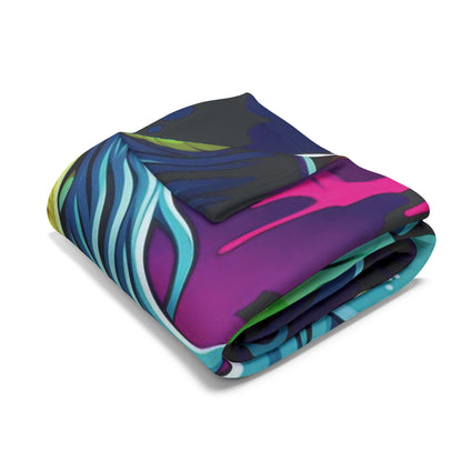 Luxurious Decorative and Warm Halloween Spooky Arctic Fleece Blanket, elegantly folded showcasing vivid colours, ideal for seasonal decor