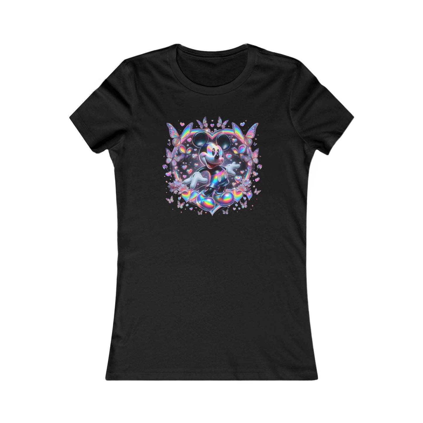 Iridescent Mickey Mouse Women's  Cotton T Shirt Tee.