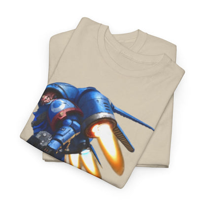 Beautifully crafted beige shirt featuring an eye-catching blue robot artwork, perfect for adding a touch of sophistication to casual attire.