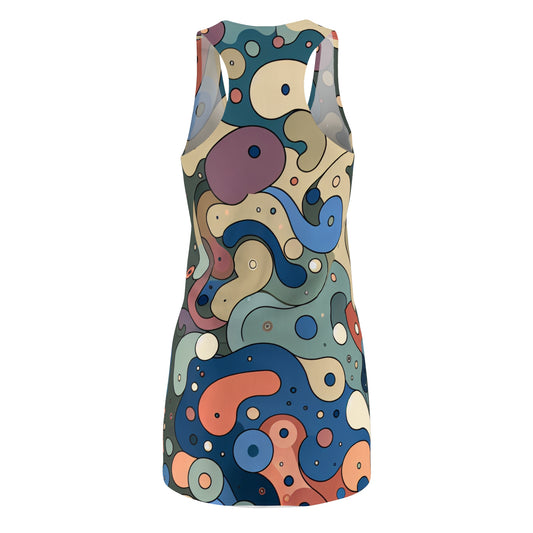 Close-up of the Vivienne Clairmont Racerback Dress, highlighting the luxurious fabric and intricate freeform elements, perfect for summer fashion 2024.