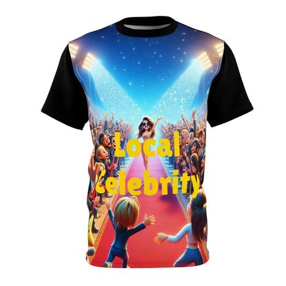 Photorealistic Red Carpet T-Shirt for Women by Dazzling Dreams Studio, showcasing a glamorous illustration of a celebrity red carpet event.