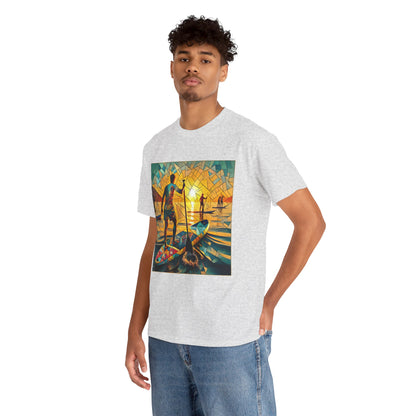 Luxury Paddleboarding Scene T-Shirt from Dazzling Dreams Studio showcasing a vibrant paddleboarding design, ideal for water sports enthusiasts who appreciate style and adventure.