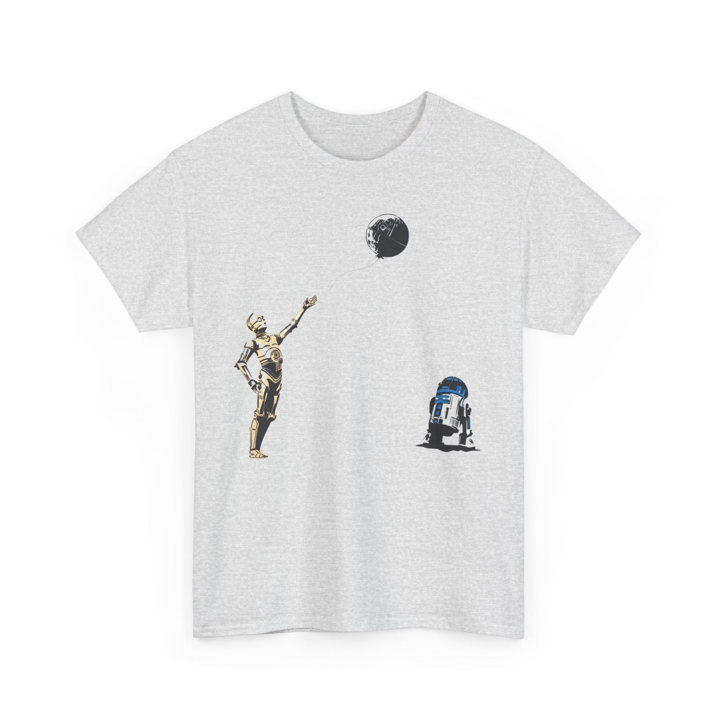 Star Wars T-Shirt - C-3PO & R2-D2 with Death Star Balloon - Funny Graphic Men's