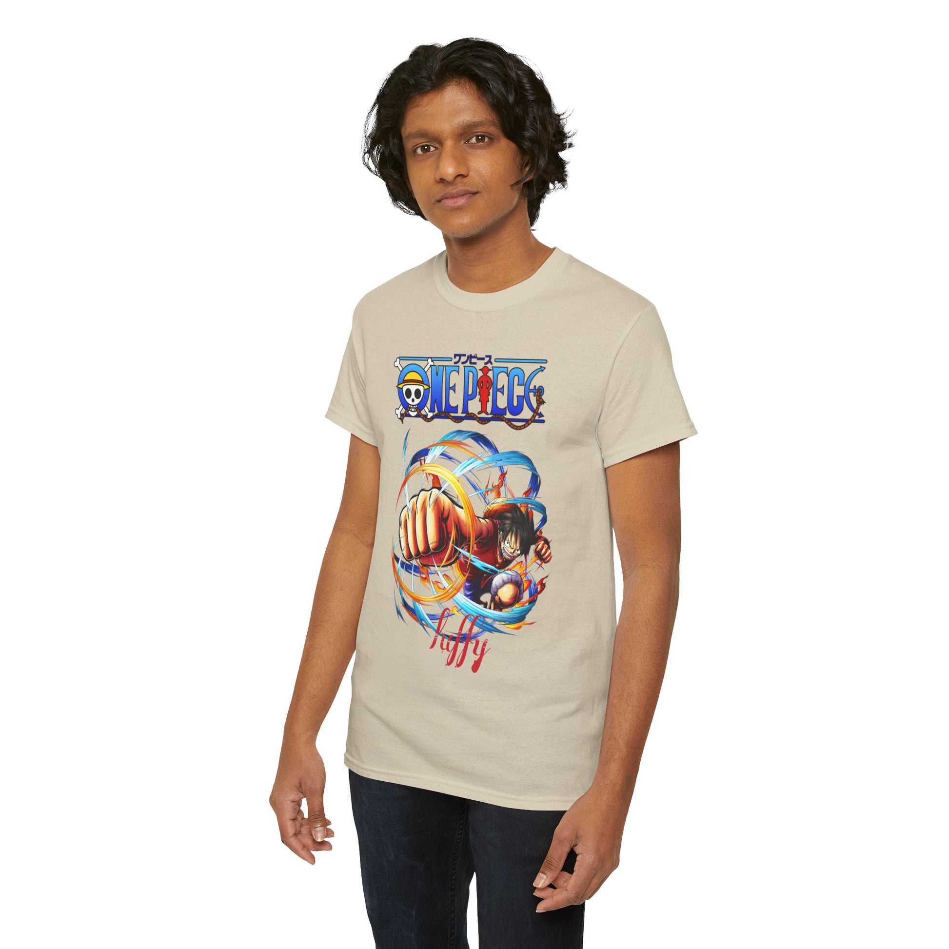 Premium men’s graphic tee with a striking 'One Piece' illustration, epitomizing high-fashion and adventure for discerning enthusiasts.