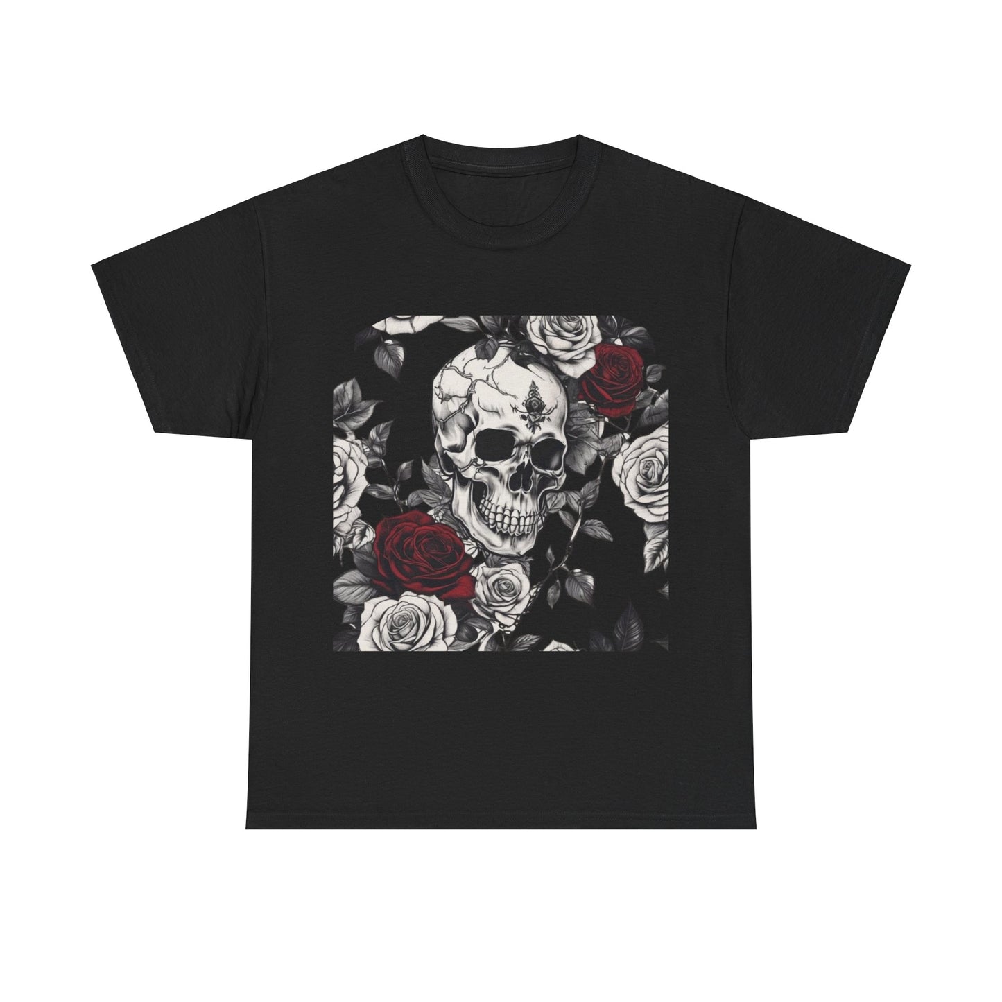 Skulls and Roses Cotton Tee, Unisex Graphic Shirt,