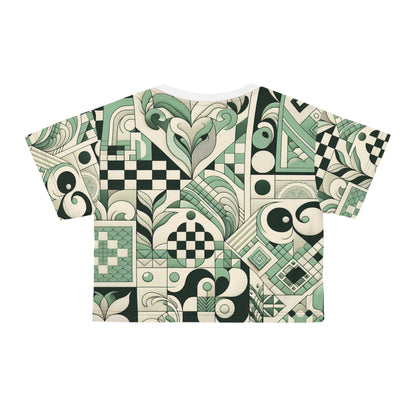 Vivienne Lacroix Pastel Green Crop Top from Dazzling Dreams Studio, showcasing luxurious silky soft polyester and elegant checkerboard patterns.