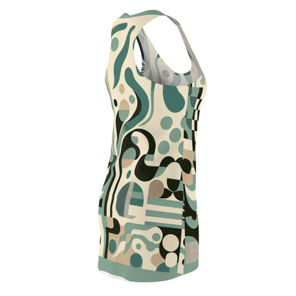 Stylish flat lay of the Vivienne Starlight Racerback Dress in Pastel Green from Dazzling Dreams Studio, emphasizing its unique patterns and elegant silhouette.