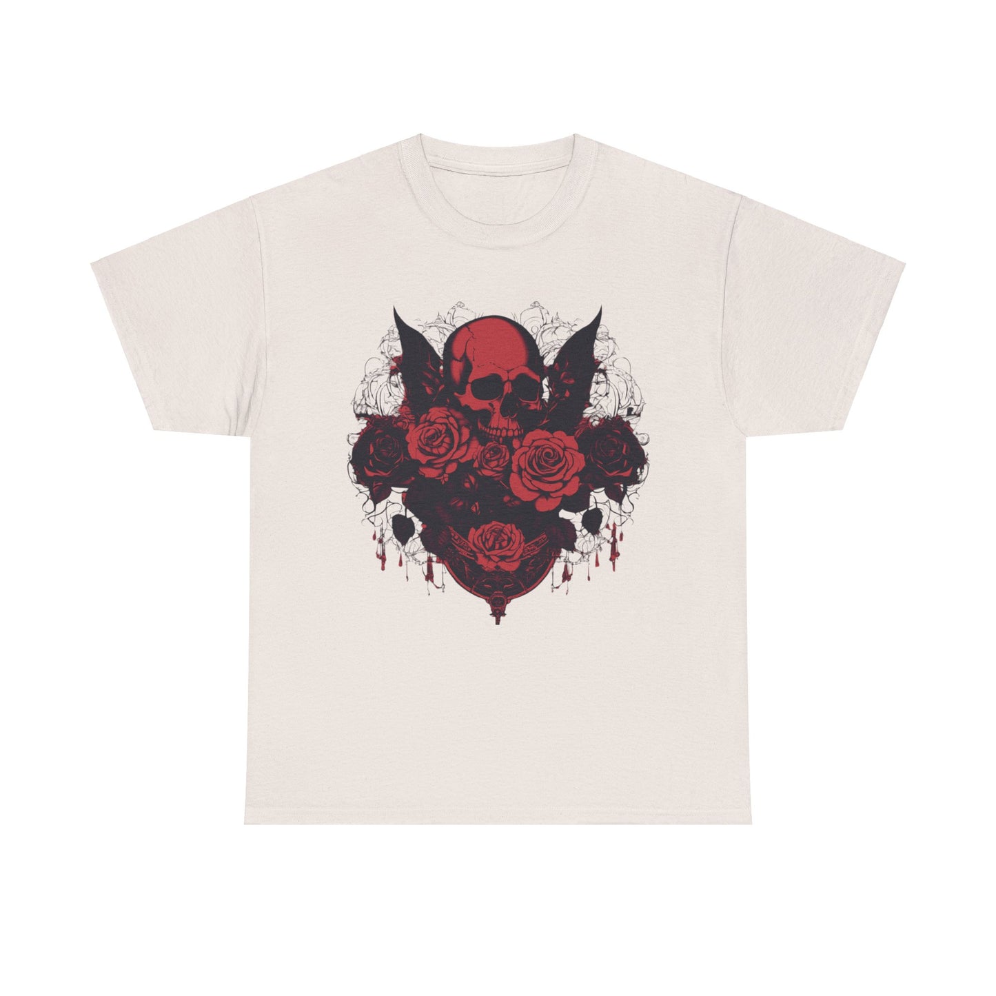 Skulls and Roses Cotton Tee, Unisex Graphic Shirt, 7 color choice