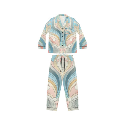 Luxury Women's Satin Pajamas Set by Dazzling Dreams Studio in soft pastel colours, showcasing modern comfort and elegant style perfect for loungewear.