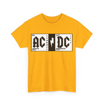 Elements AC DC Graphic T-Shirt Urban Unisex Cotton Tee front view, featuring a bold design with AC and DC elements, ideal for music enthusiasts with a taste for unique fashion.