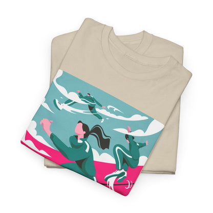 Artfully folded unisex tee highlighting a minimalist design inspired by Squid Game, with a sophisticated colour palette and eye-catching graphic display.