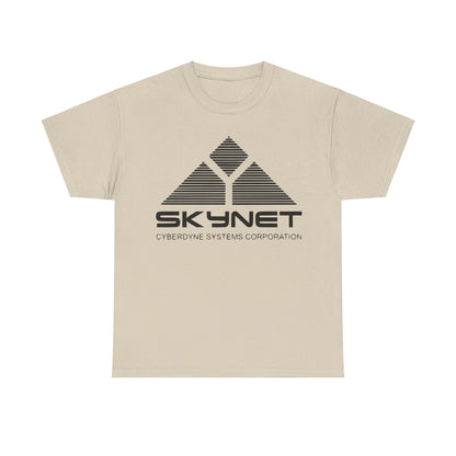 Skynet Cyberdyne Systems - Terminator Retro Logo Graphic Tee Unisex in beige, combining elegance and nostalgia with the classic Skynet logo, perfect for trendy individuals who appreciate iconic sci-fi fashion.