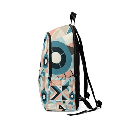 Close-up of the unique pastel geometric patterns on the Modern Pastel Geometric Backpack by Dazzling Dreams Studio, highlighting its chic aesthetic.
