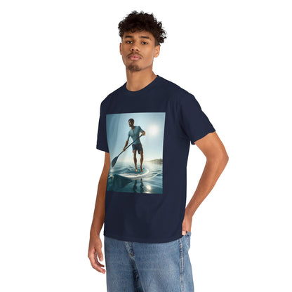 Luxurious breathable fabric of the Delightfull Paddle Board Adventure T-Shirt, perfect for paddleboarding and water adventures, created by Dazzling Dreams Studio.