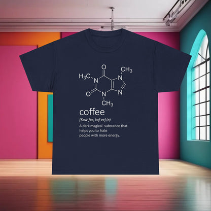 Urban Coffee Graphic T-Shirt for Men & Women - 100% Cotton Casual Streetwear Fashion displaying a stylish coffee graphic design in navy, perfect for making a trendy statement.